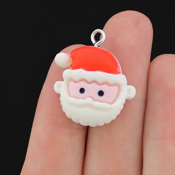 4 Christmas Santa Face Resin Charms - K066