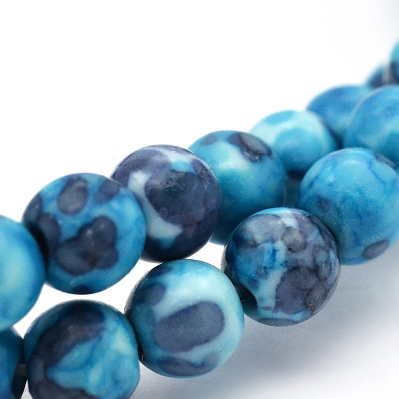 SALE 10 Jade Beads 12mm Ocean Jade Dyed Sky Tones Gemstone Beads - LBD935