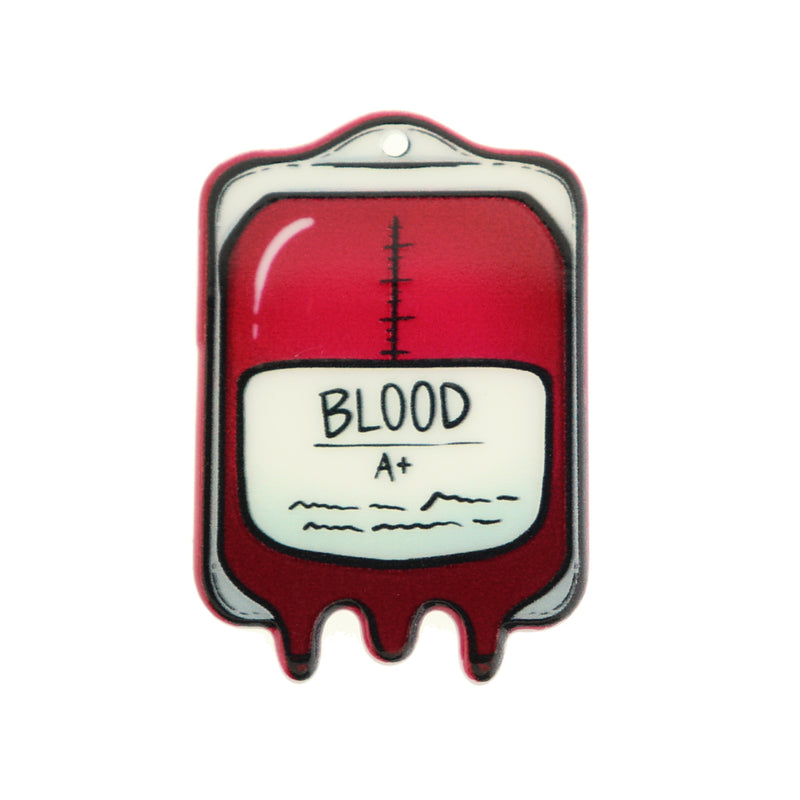 Blood IV Bag Resin Charm 2 Sided - K102