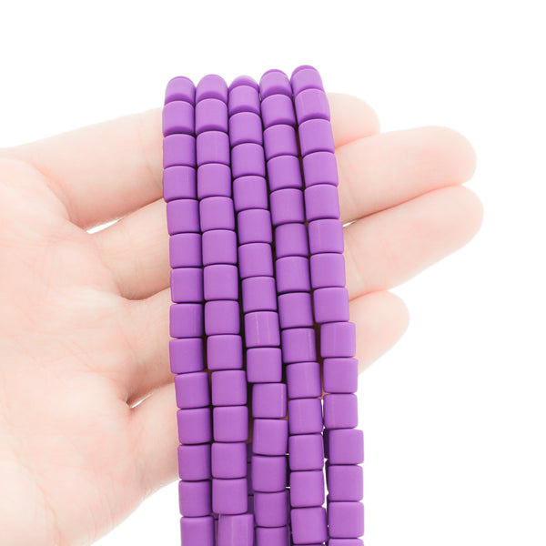 Column Polymer Clay Beads 6mm - Purple - 1 Strand 63 Beads - BD748