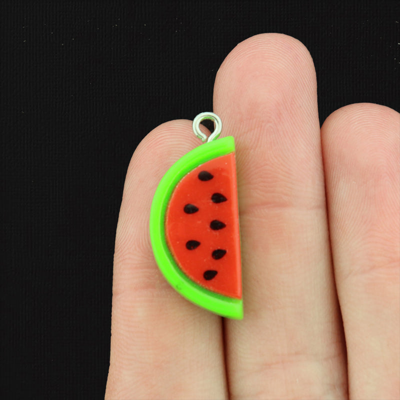 4 Watermelon Slice Resin Charms - K262