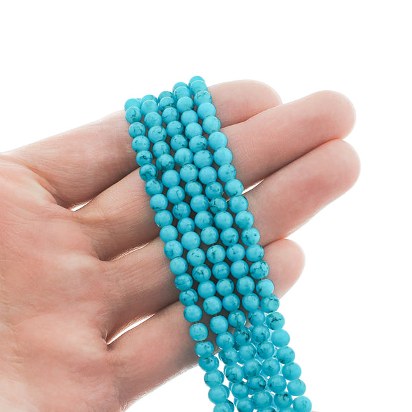 Round Glass Beads 4mm - Sky Blue - 1 Strand 200 Beads - BD2720