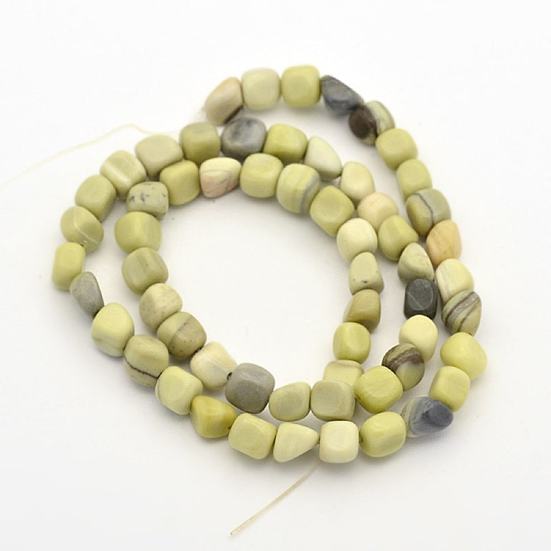SALE Natural Gemstone Beads 15 Inch Strand of Earth Green Tones Nugget Shape - LBD861