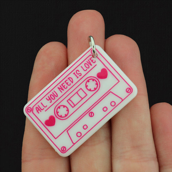 All You Need Is Love Cassette Tape Resin Charm 2 Sided - K703