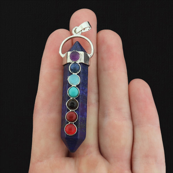 Natural Lapis Lazuli and Chakra Gemstone Point Pendant - GEM001