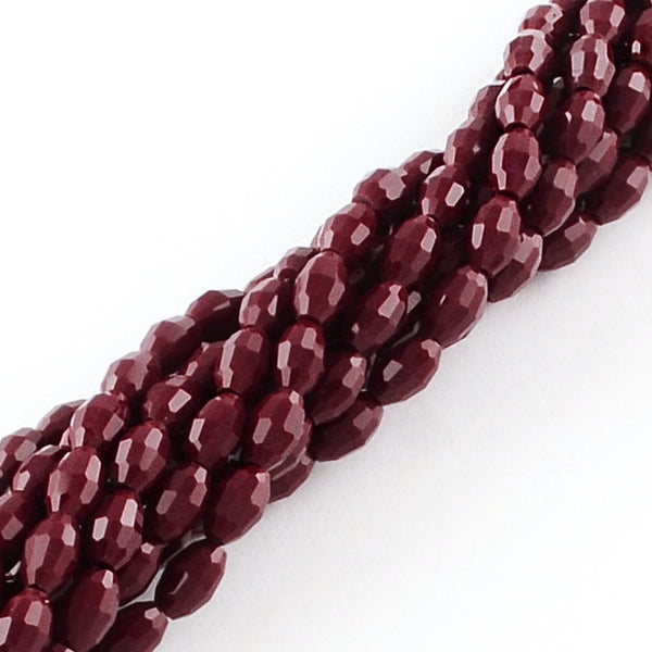 SALE 72 Glass Beads Rice Shaped Faceted 6mm x 4mm Full 16 Inch Strand - LBD1049