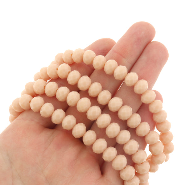 Faceted Glass Bead Bracelet 61mm - Salmon Pink - 1 Bracelet - BB006