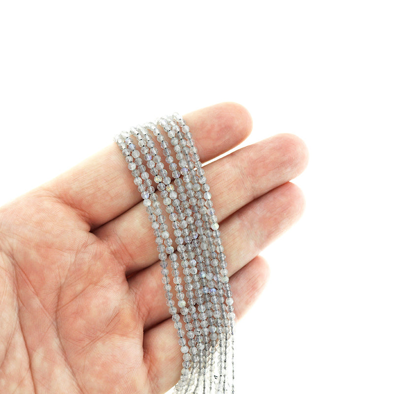 SALE Round Natural Rutilated Quartz Beads 2mm - Black and Clear - 1 Strand 160 Beads - LBD2426