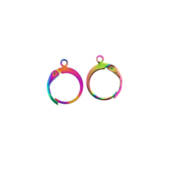 Rainbow Tone Stainless Steel Earrings - Lever Back Wires - 15mm x 12mm - 2 Pieces 1 Pair - Z022