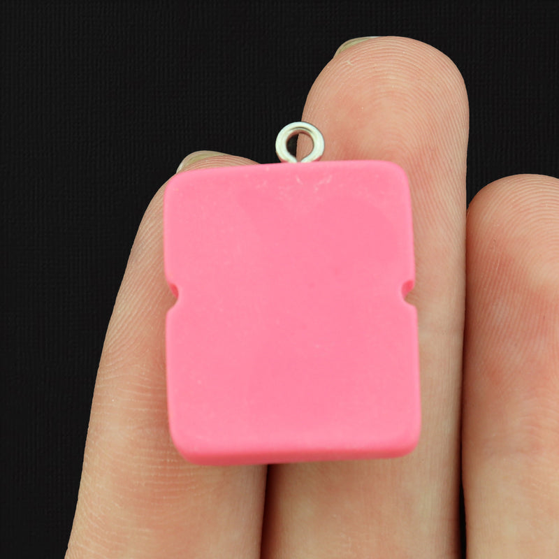 2 Hot Pink Calculator Resin Charms 3D - K106