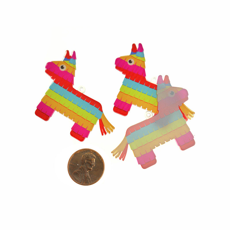 2 breloques en acrylique pinata arc-en-ciel - K691