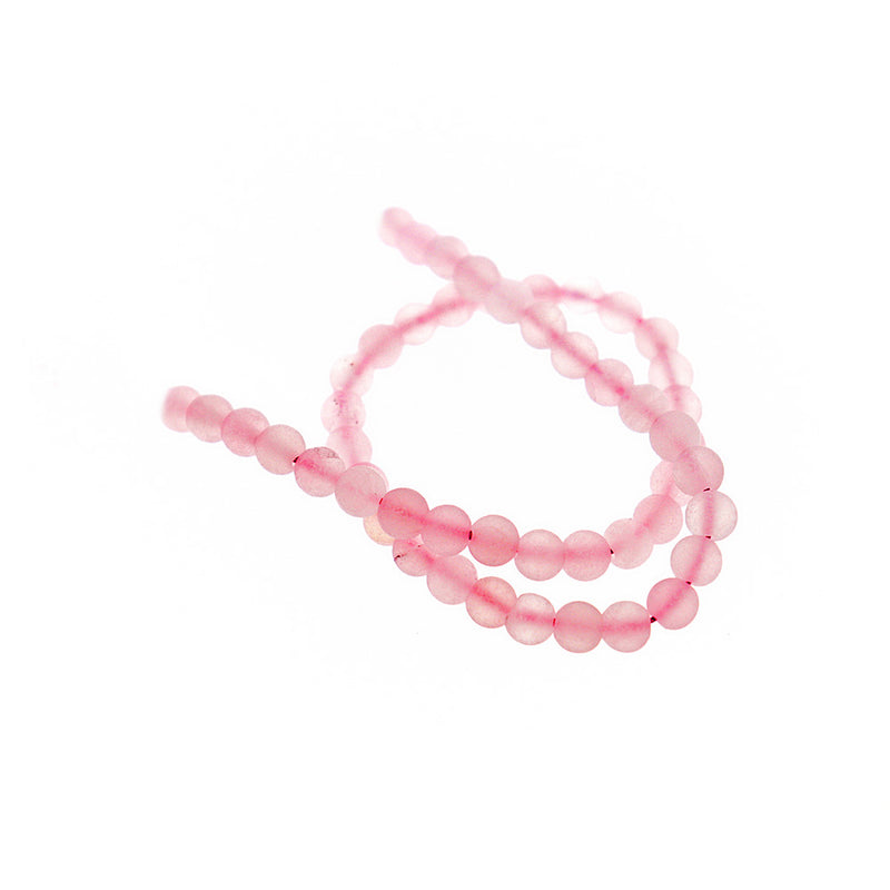 SALE Round Natural Rose Quartz Beads 4mm - Frosted Petal Pink - 1 Strand 47 Beads - LBD2560