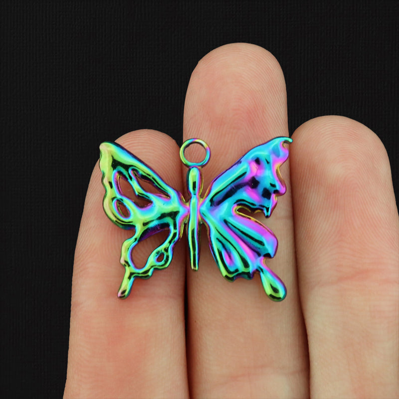 Butterfly Rainbow Electroplated Stainless Steel Charm - SSP338