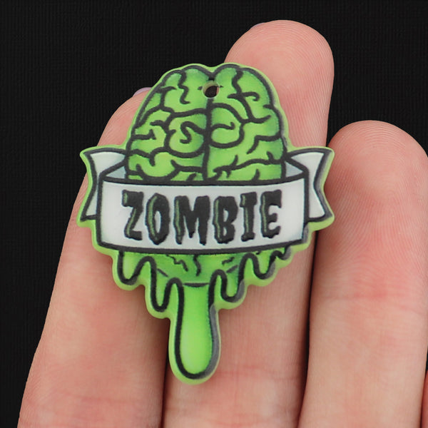 2 Zombie Brain Resin Charms 2 Sided - K011