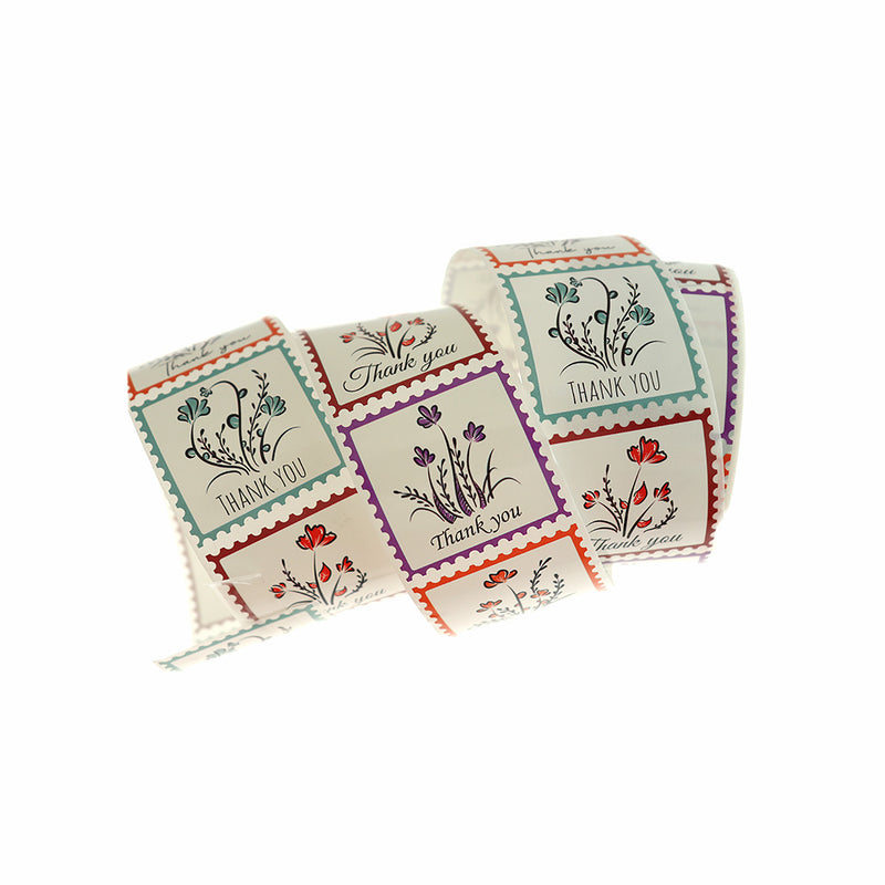 BULK 500 étiquettes-cadeaux en papier auto-adhésives de remerciement floral - Rouleau complet - TL219