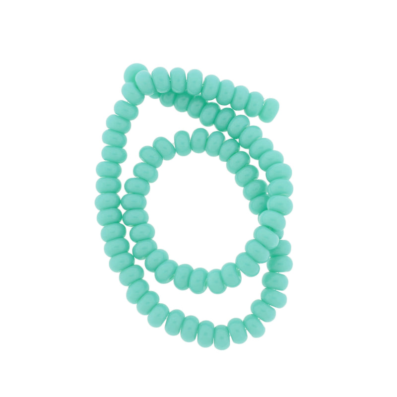 Rondelle Imitation Jade Beads 6mm x 3mm - Teal - 1 Strand 74 Beads - BD2770