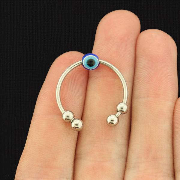 Evil Eye Silver Tone Adjustable Fidget Ring - 1 Ring - FR104