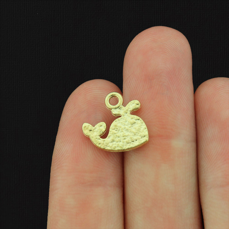 10 Whale Gold Tone Enamel Charms - E299