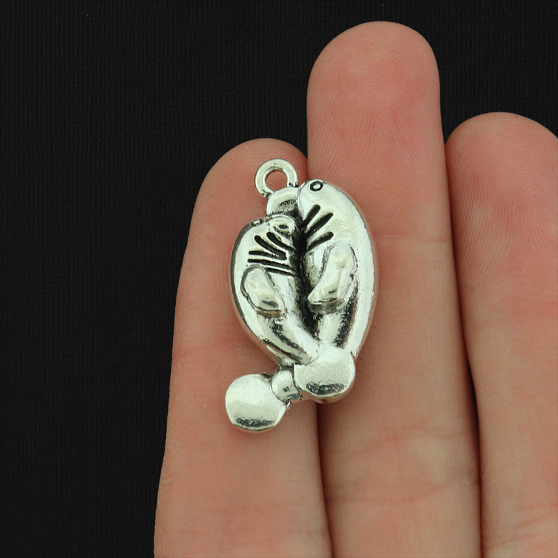 Mother and Calf Manatee Antique Silver Tone Charm - SC5468