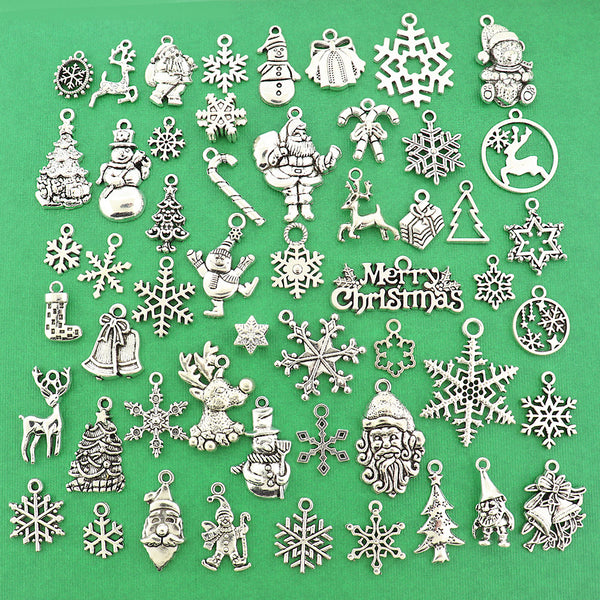 The Ultimate Christmas Charm Collection Antique Silver Tone 53 Charms - COL403H