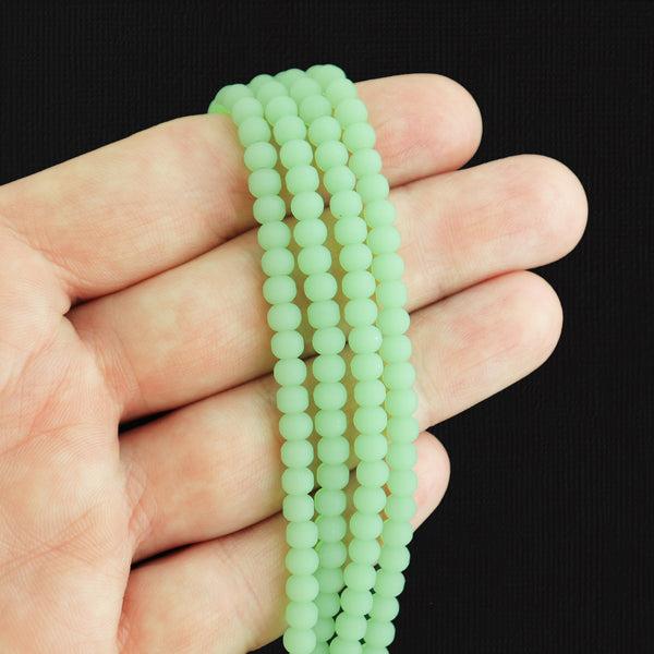 Round Cultured Sea Glass Beads 4mm - Mint Green - 1 Strand 48 Beads - U152