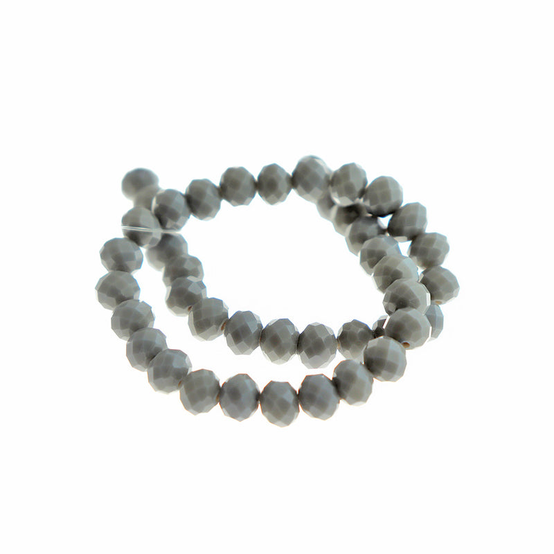 Faceted Glass Beads 8mm x 6mm - Dove Grey - 1 Strand 46 Beads - BD2764