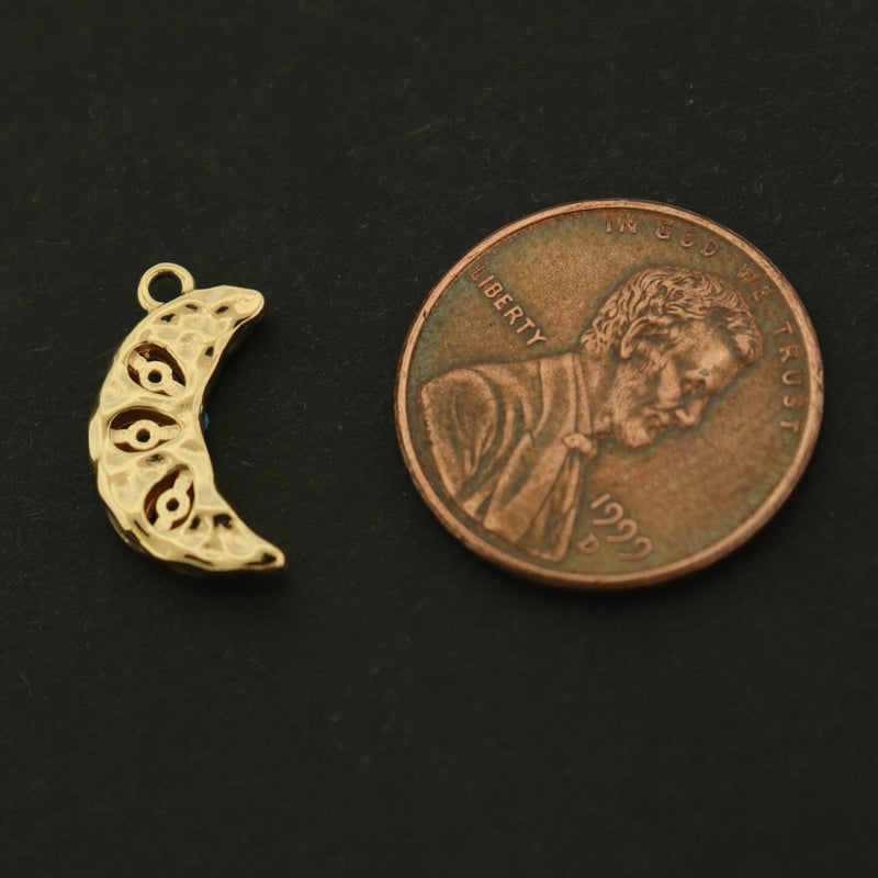 18k Crescent Moon Charm - Celestial Pendant - 18k Gold Plated - GLD675
