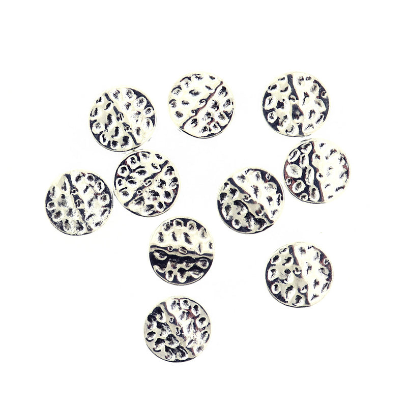 Textured Round Spacer Beads 11mm - Silver Tone - 12 Beads - SC709
