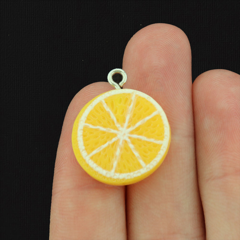 4 Orange Slice Resin Charms 2 Sided - K271