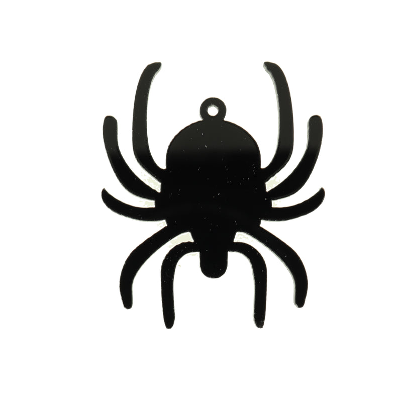 4 Black Spider Acrylic Charms 2 Sided - K119