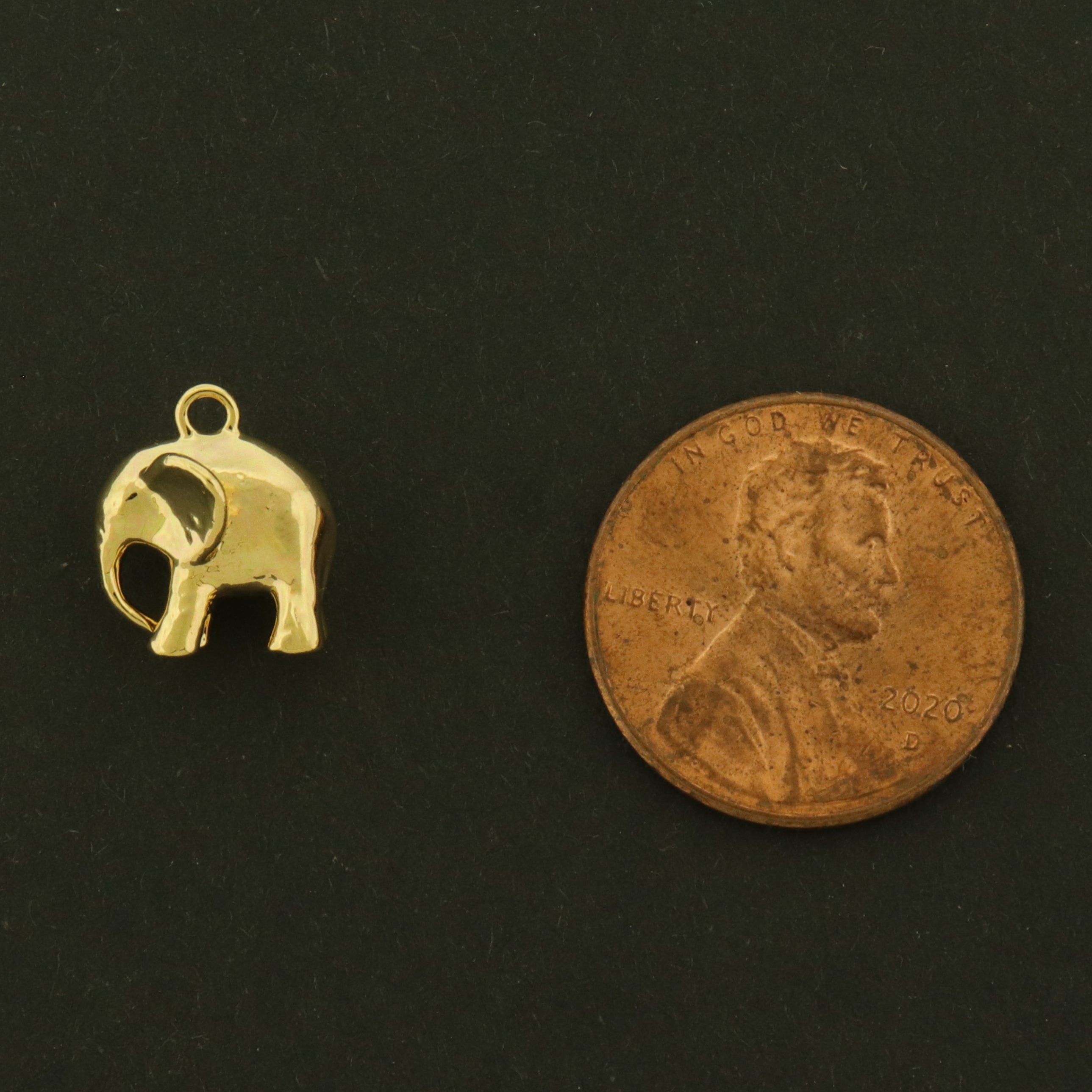 14k Elephant Charm - 2 Charms - 14k Gold Plated Copper - GLD1296