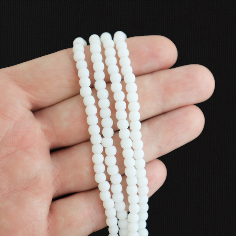 Round Cultured Sea Glass Beads - 4mm - 1 Strand 48 Beads - Choose Your Color!
