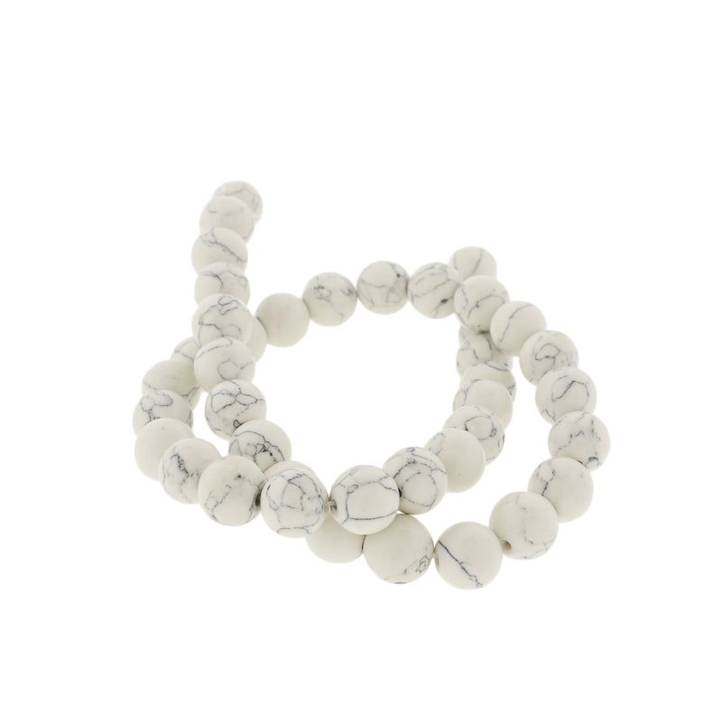 Round Glass Beads 10mm - Grey Marble - 1 Strand 42 Beads - BD2762