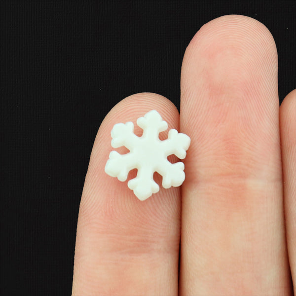 Snowflake Acrylic Beads 13mm x 12mm - White - 100 Beads - K187