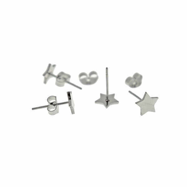 Stainless Steel Earrings - Star Studs - 8mm x 8mm - 2 Pieces 1 Pair - ER841