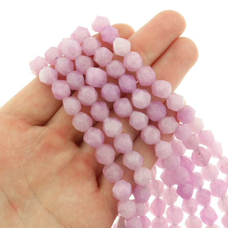 Star Cut Natural Jade Beads 8mm - Orchid Purple - 1 Strand 47 Beads - BD142