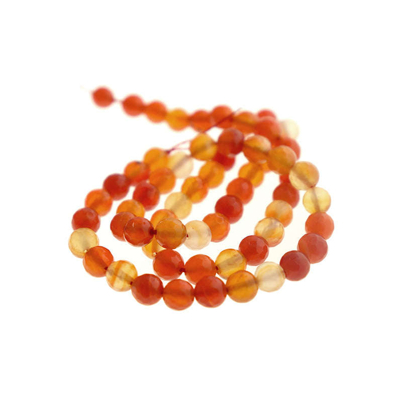 Faceted Natural Agate Beads 6mm - Orange Tones - 1 Strand 61 Beads - BD1726