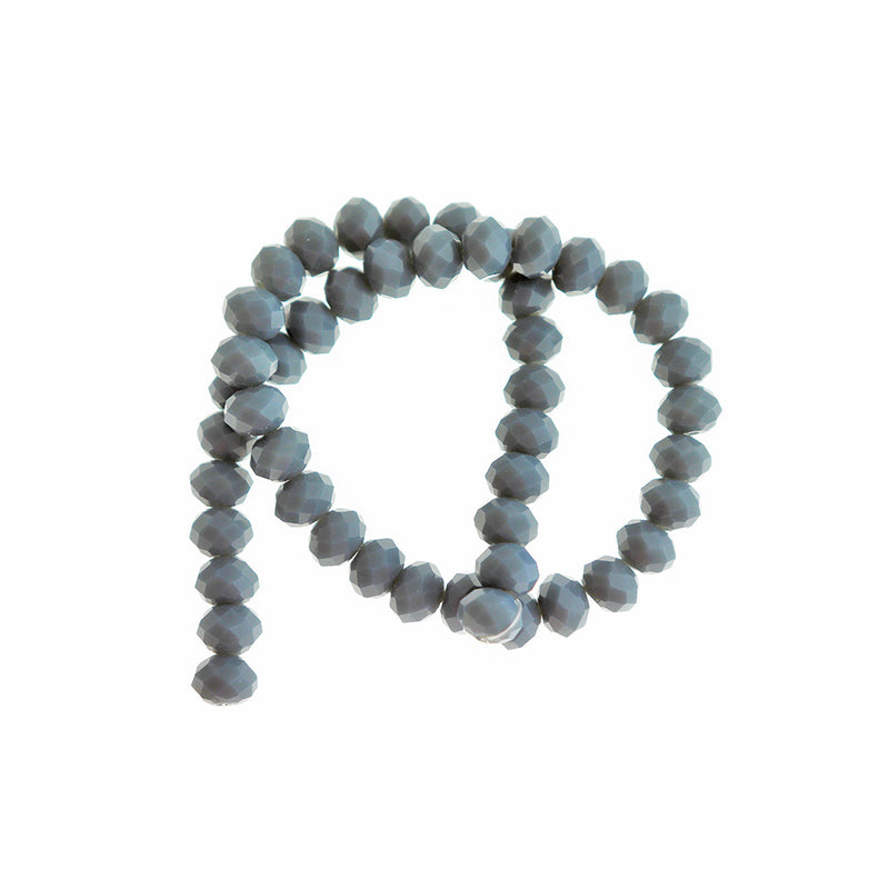 Faceted Glass Beads 8mm x 6mm - Slate Grey - 1 Strand 46 Beads - BD2763