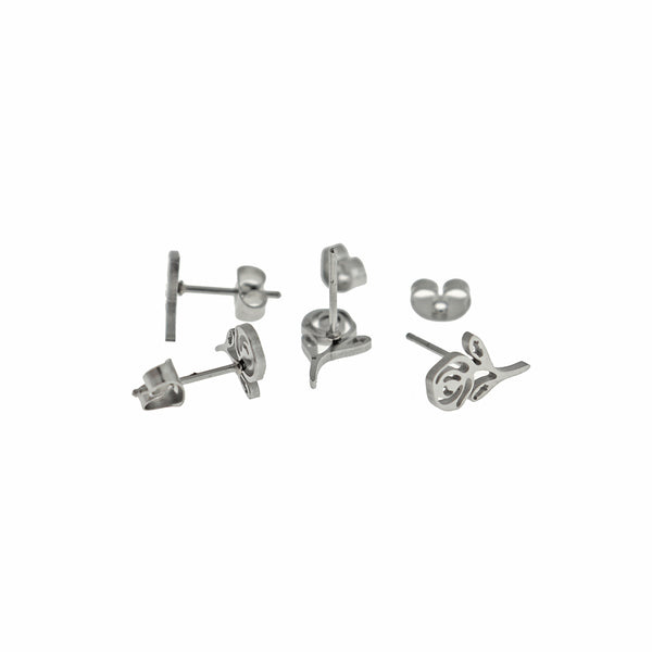Stainless Steel Earrings - Rose Studs - 11mm x 8mm - 2 Pieces 1 Pair - ER836