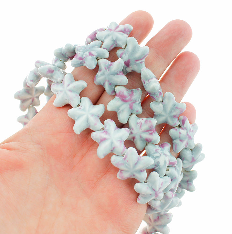 SALE Starfish Ceramic Beads 20mm x 22mm - Marbled Grey - 10 Beads - LBD1582
