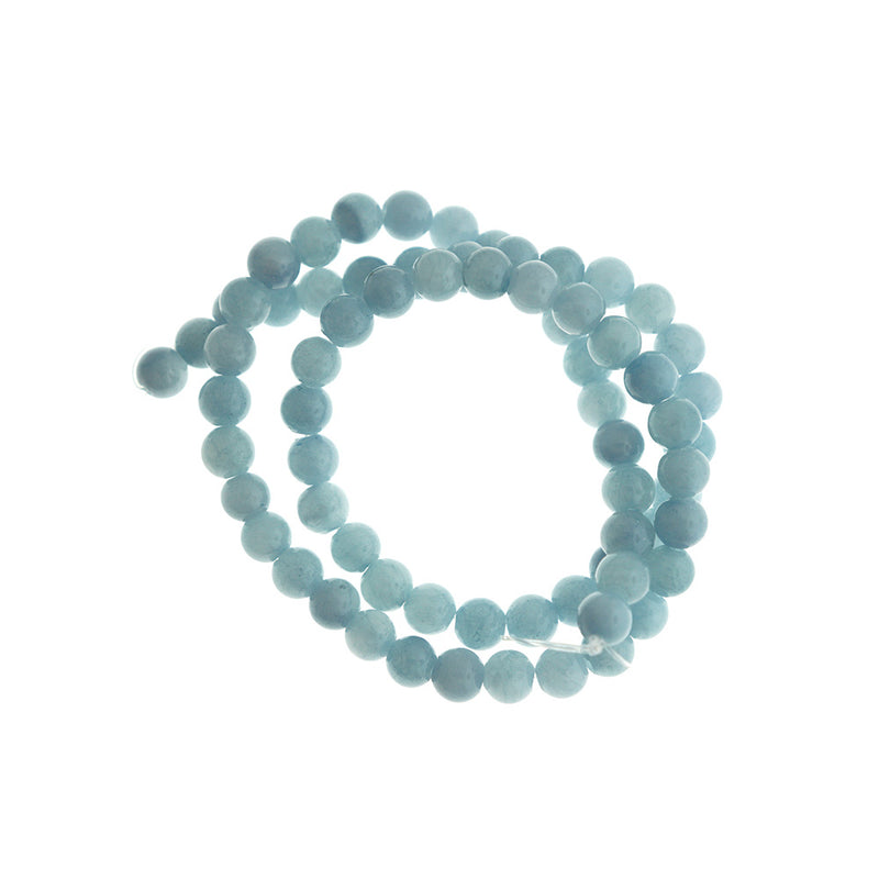 Round Natural Jade Beads 6mm - Light Blue - 1 Strand 66 Beads - BD1752
