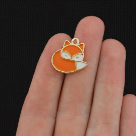 4 Fox Gold Tone Enamel Charms - E361