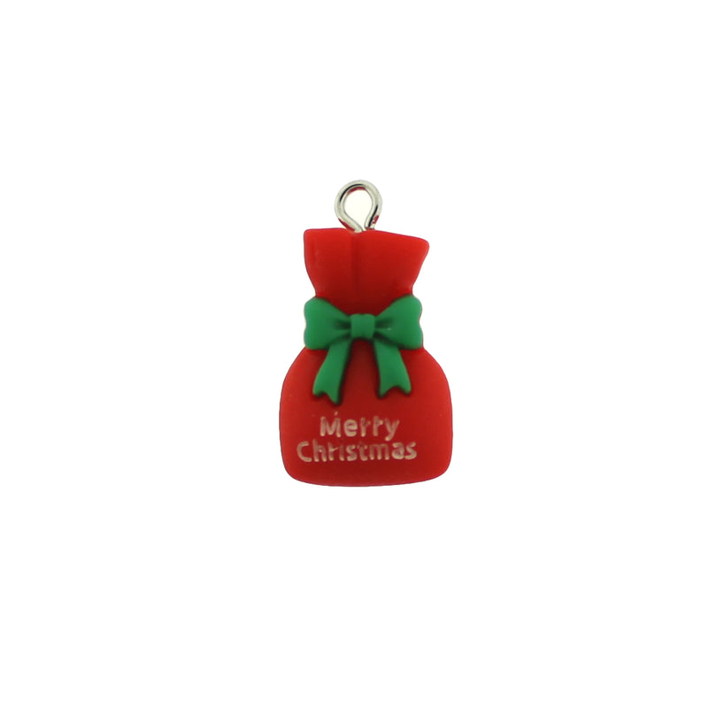 4 Christmas Santa's Toy Bag Resin Charms - K065