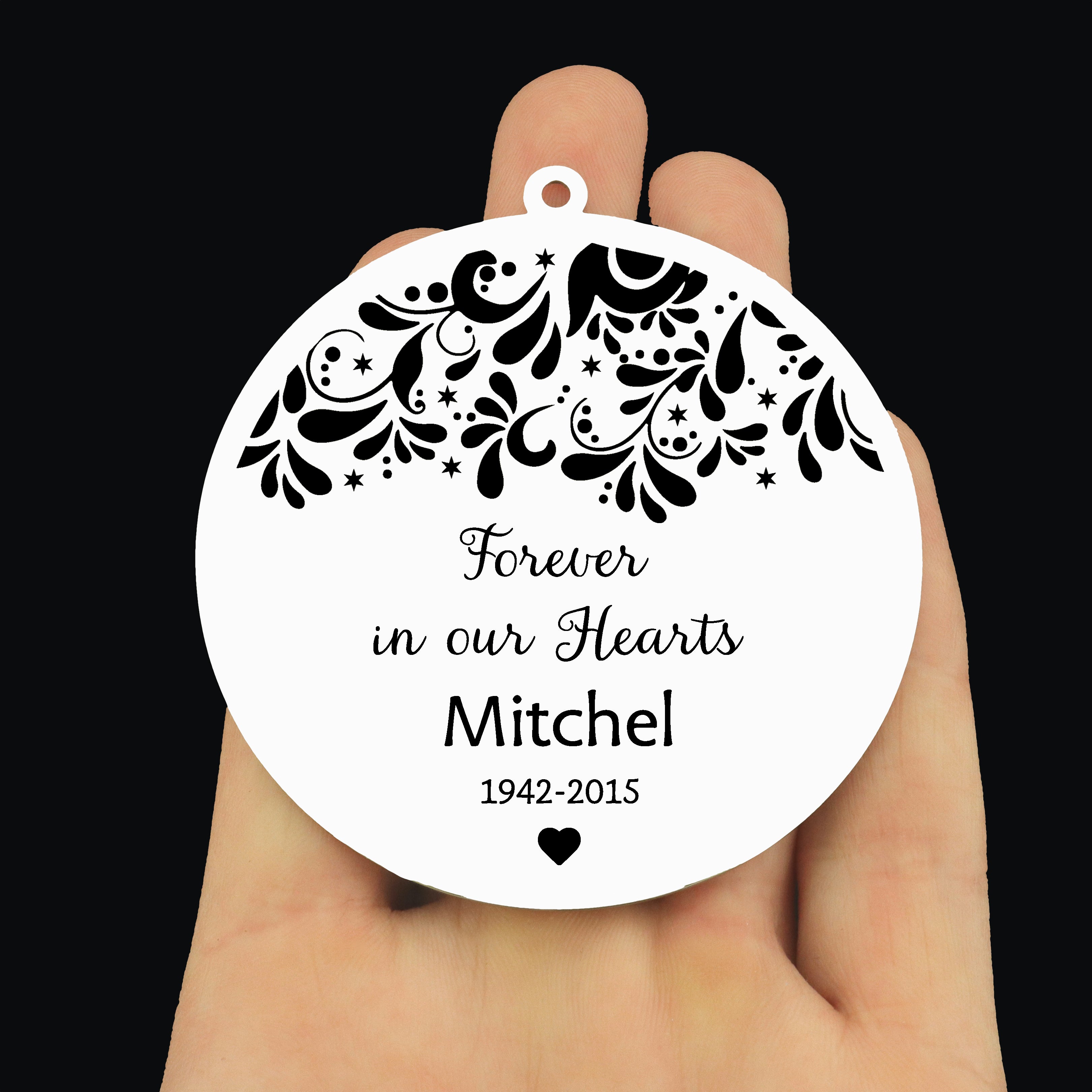Custom Memorial Stainless Steel Ornament - Forever in Our Hearts - Customized