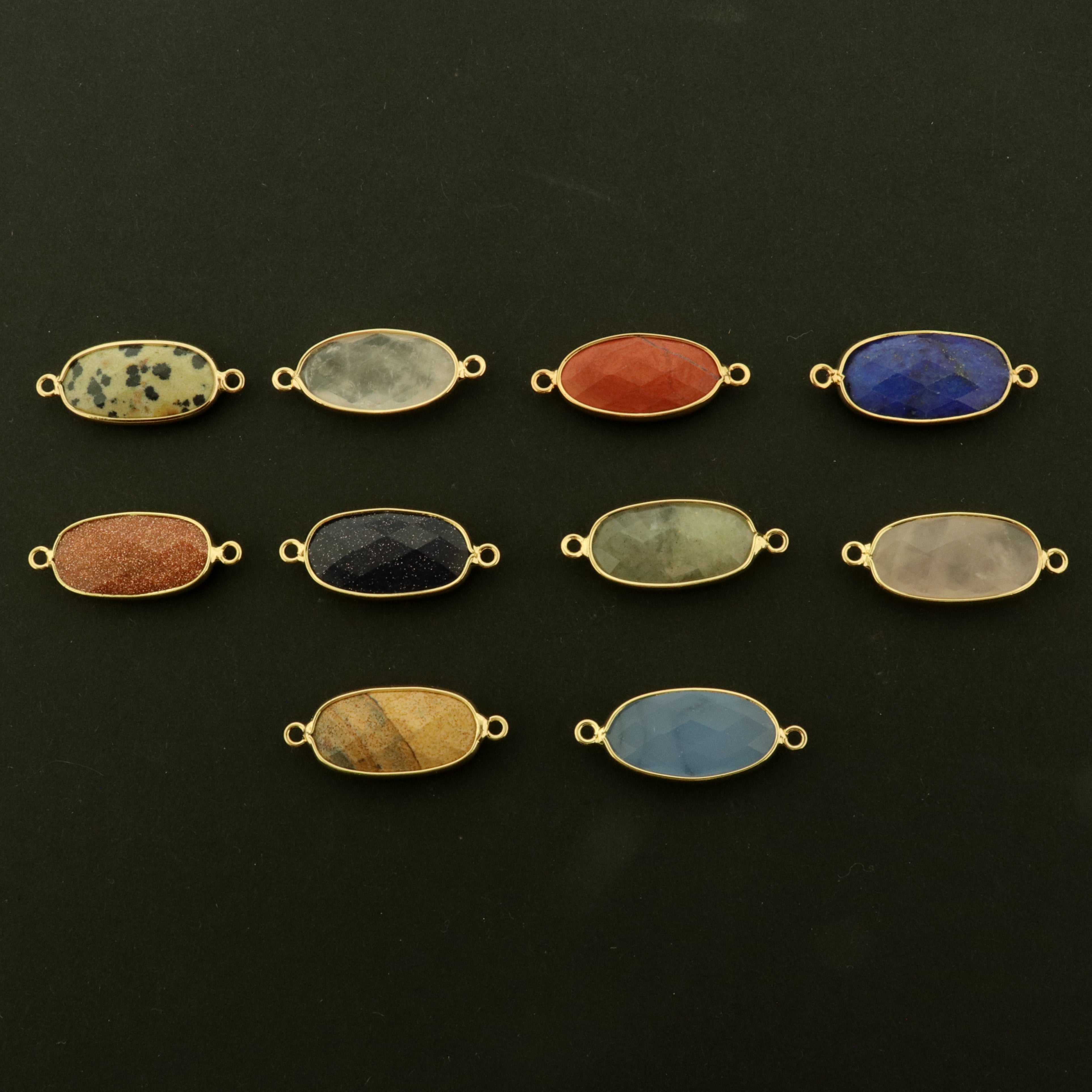Natural Gemstone Connector - 14k Gold Plated - Choose from 12 Gemstones!