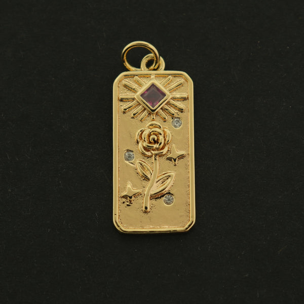 14k Rose Charm - Flower Pendant - 14k Gold Plated - GLD630