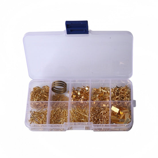 Kit de Démarrage GRATUIT pour Bijoux en Alliage Doré – 10 Apprêts + Ouvre-Anneaux + Boîte de Rangement