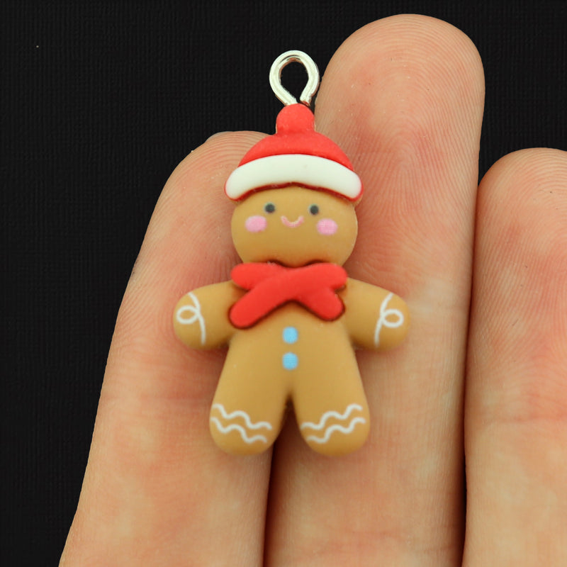4 Christmas Gingerbread Resin Charms - K097
