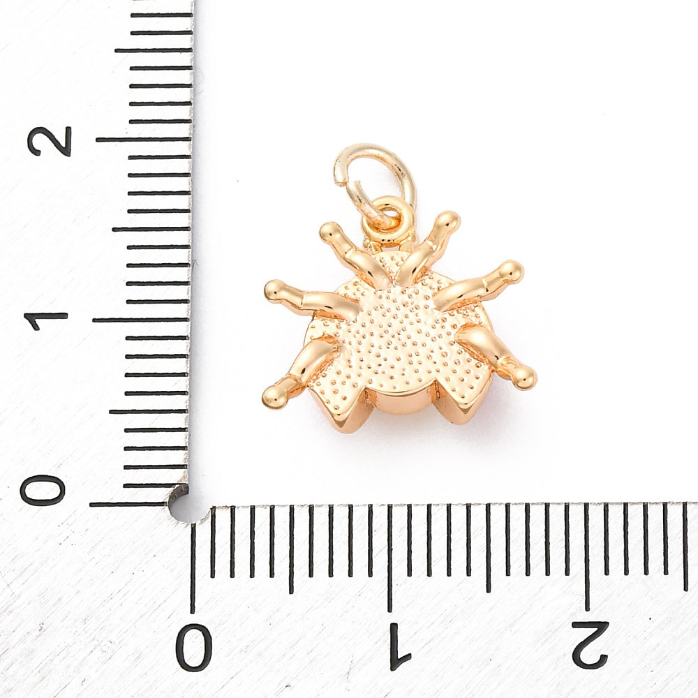 18k Lady Bug Charm - 3D Insect Pendant - 18k Gold Plated Brass - GLD1315