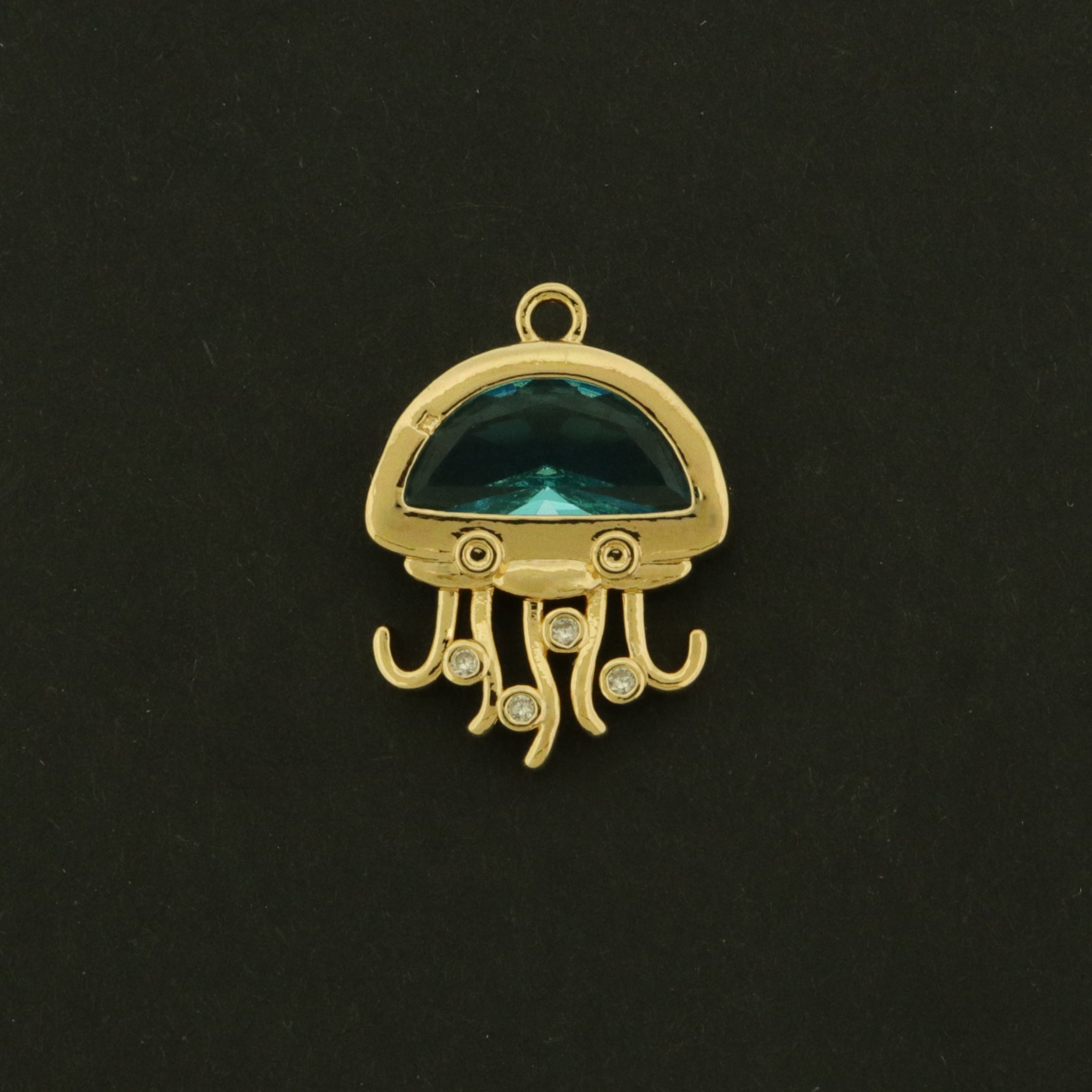 14k Jelly Fish Charm - Ocean Pendant - 14k Gold Plated Brass - GLD1316